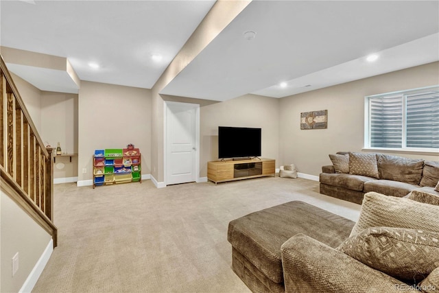 living room featuring carpet flooring