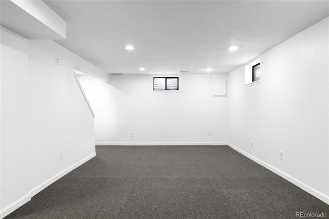 7603 W Coal Mine Pl, Littleton, CO 80128 - below grade area with recessed lighting and dark carpet
