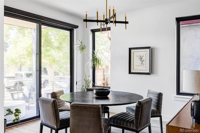 dining room with light hardwood / wood-style floors