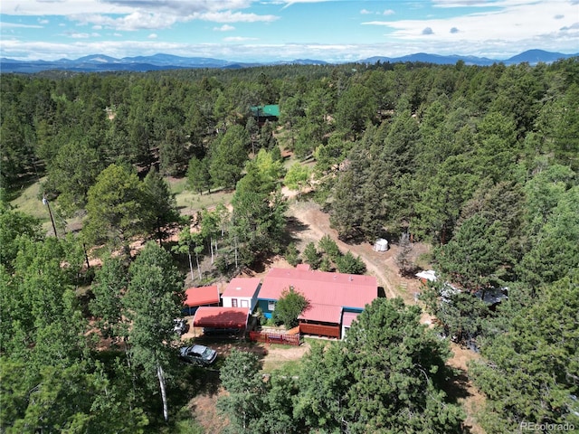 birds eye view of property featuring a mountain view