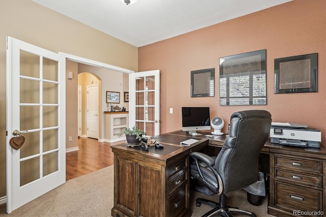 1844 S Jay Way, Lakewood, CO 80232 - office space featuring carpet, french doors, baseboards, and arched walkways