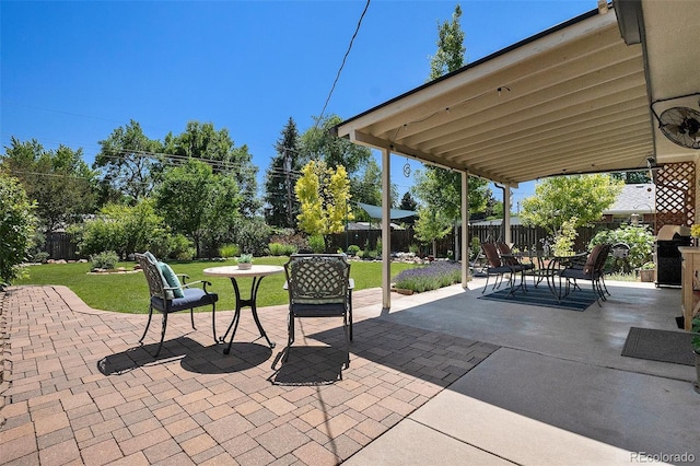 6868 S Birch Way, Centennial, CO 80122 - fenced backyard with a patio area, area for grilling, and outdoor dining area