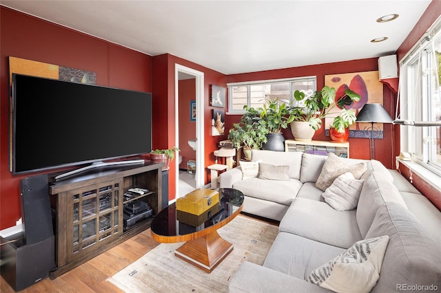 living room featuring light hardwood / wood-style flooring