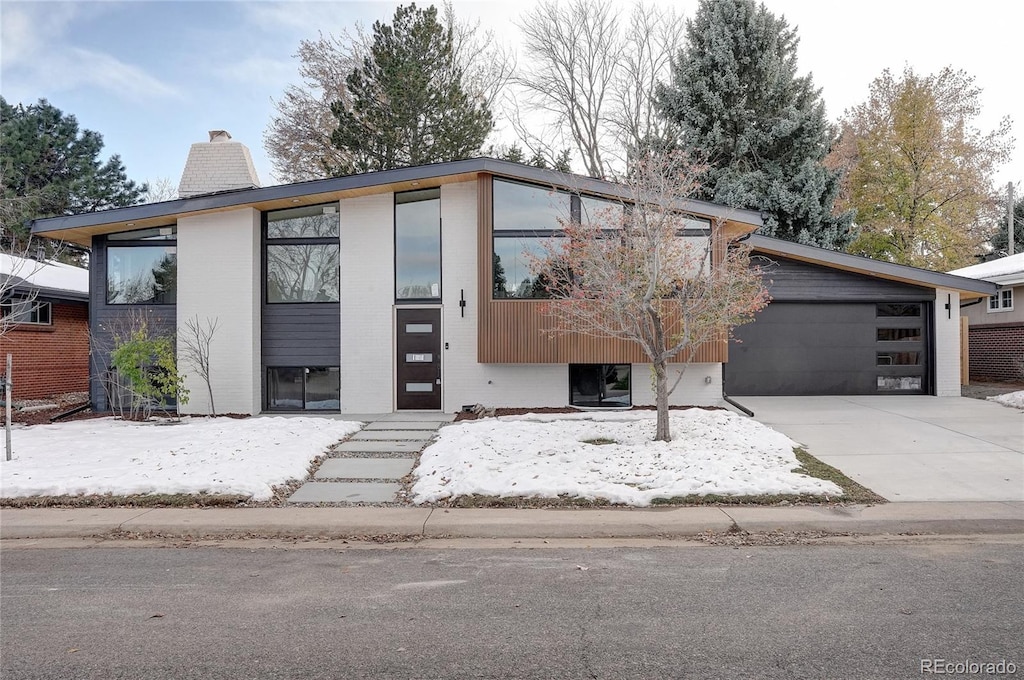 view of front of property with a garage