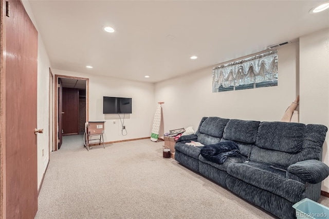 living room featuring carpet flooring