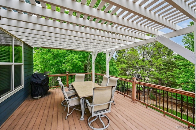 18967 W 54th Ln, Golden, CO 80403 - wooden terrace featuring outdoor dining area, grilling area, and a pergola
