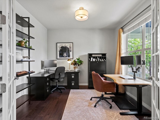 5445 Verbena St, Denver, CO 80238 - office area featuring dark wood-type flooring