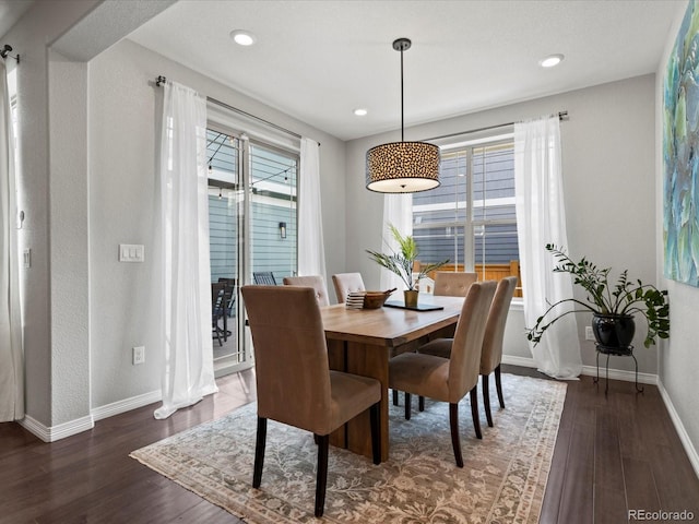 5445 Verbena St, Denver, CO 80238 - dining area featuring healthy amount of natural light, wood finished floors, and recessed lighting