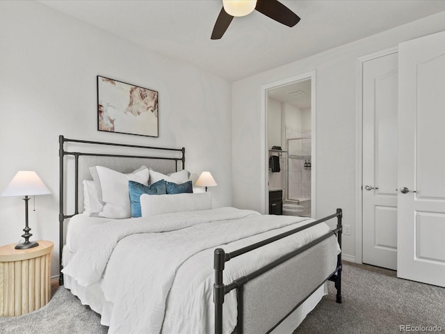 5445 Verbena St, Denver, CO 80238 - bedroom featuring carpet, ensuite bath, and a ceiling fan