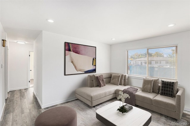 living room with hardwood / wood-style floors