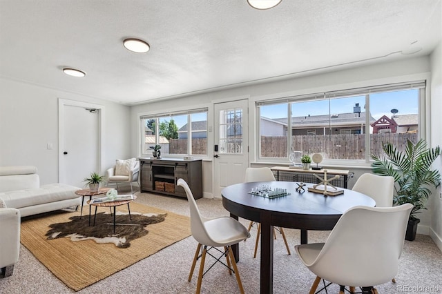 1418 5th St, Fort Lupton, CO 80621 - dining space featuring healthy amount of natural light, light carpet, and a textured ceiling