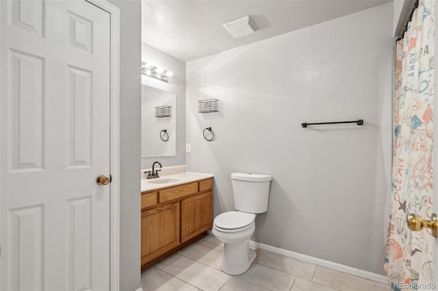 2336 Klein Pl, Colorado Springs, CO 80951 - bathroom with tile patterned floors, toilet, visible vents, baseboards, and vanity