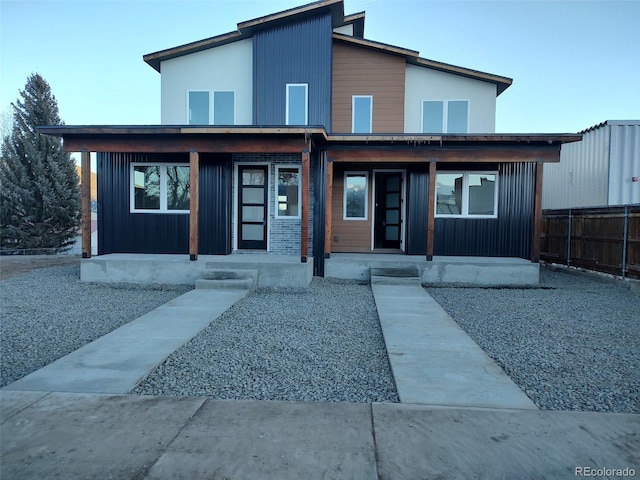 contemporary house with covered porch