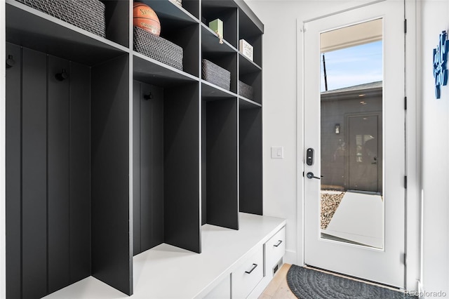 mudroom featuring light wood-style flooring