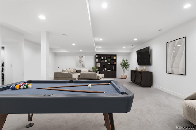 2255 S Monroe St, Denver, CO 80210 - rec room with recessed lighting, carpet flooring, pool table, and baseboards