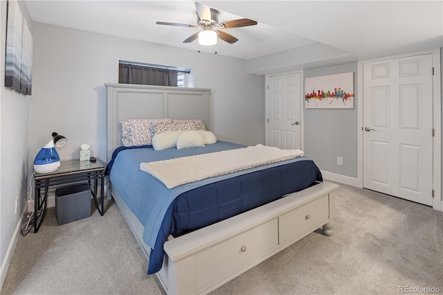 2249 Weatherstone Cir, Highlands Ranch, CO 80126 - bedroom featuring light carpet and ceiling fan