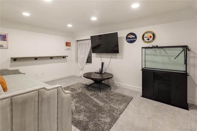 2249 Weatherstone Cir, Highlands Ranch, CO 80126 - carpeted living area featuring baseboards and recessed lighting