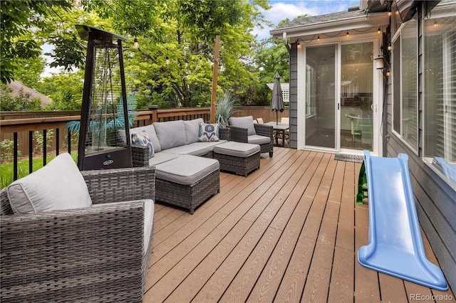 2249 Weatherstone Cir, Highlands Ranch, CO 80126 - wooden terrace featuring an outdoor living space