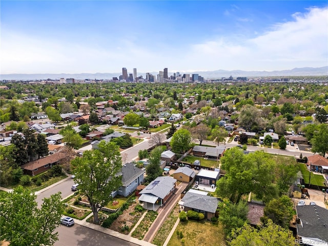 aerial perspective of suburban area with a mountain backdrop