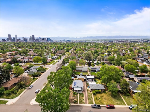 aerial perspective of suburban area featuring a mountain backdrop