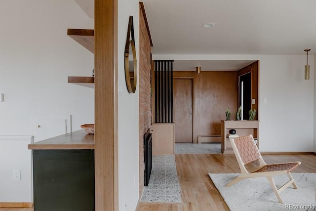 3400 Moore St, Wheat Ridge, CO 80033 - hall with light wood-style flooring and a baseboard radiator