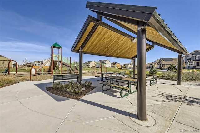 view of property's community with a gazebo and a residential view