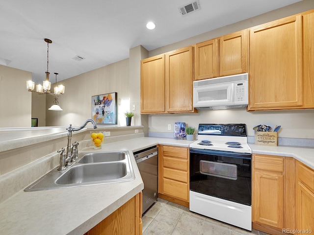 kitchen with range with electric stovetop, dishwasher, and light brown cabinets