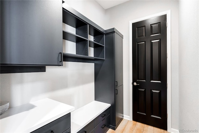 mudroom with light wood-type flooring