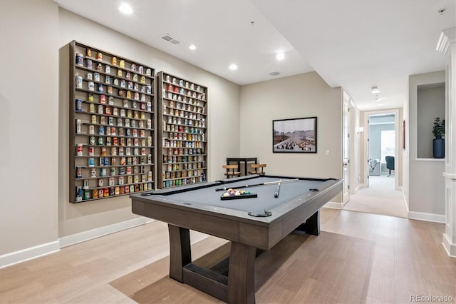 7834 Vallagio Ln, Englewood, CO 80112 - game room featuring light wood-type flooring, billiards table, and recessed lighting