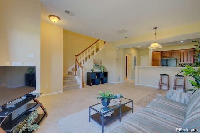 view of tiled living room