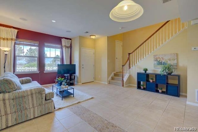 view of tiled living room