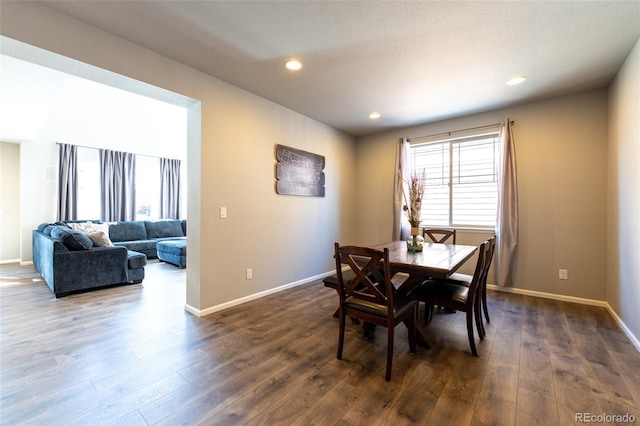 dining area featuring dark hardwood / wood-style flooring