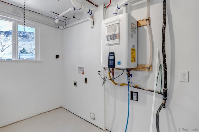 utility room featuring water heater