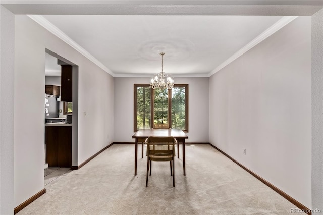9420 Mcgill Ct, Parker, CO 80134 - dining space with light carpet, ornamental molding, and a chandelier