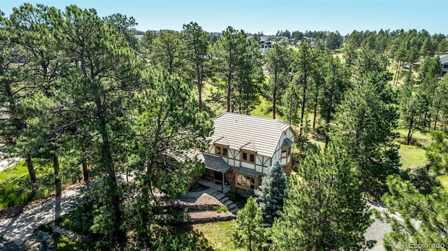 9420 Mcgill Ct, Parker, CO 80134 - aerial view of property and surrounding area with a heavily wooded area