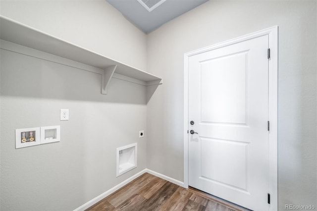 4947 N Quatar St, Aurora, CO 80019 - laundry room featuring electric dryer hookup, wood finished floors, and washer hookup