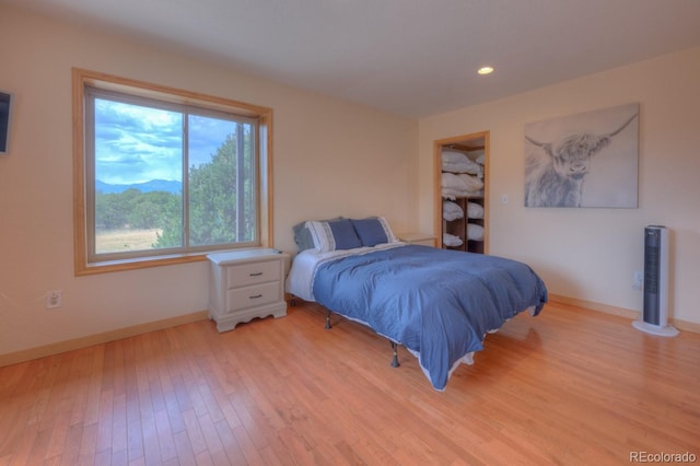 bedroom with light hardwood / wood-style flooring