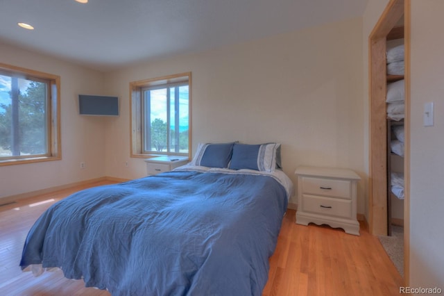 bedroom featuring light wood-type flooring