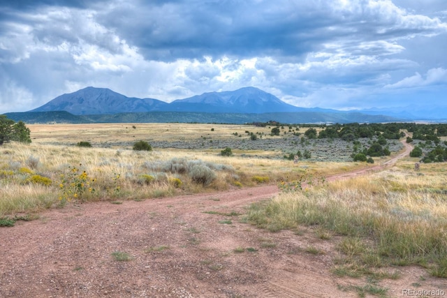 view of mountain feature featuring a rural view