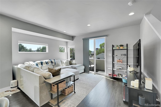 7035 E 38th Ave Unit 4, Denver, CO 80207 - living room with wood finished floors and recessed lighting