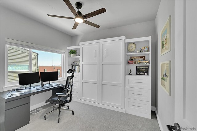7035 E 38th Ave Unit 4, Denver, CO 80207 - office area with a ceiling fan and light colored carpet
