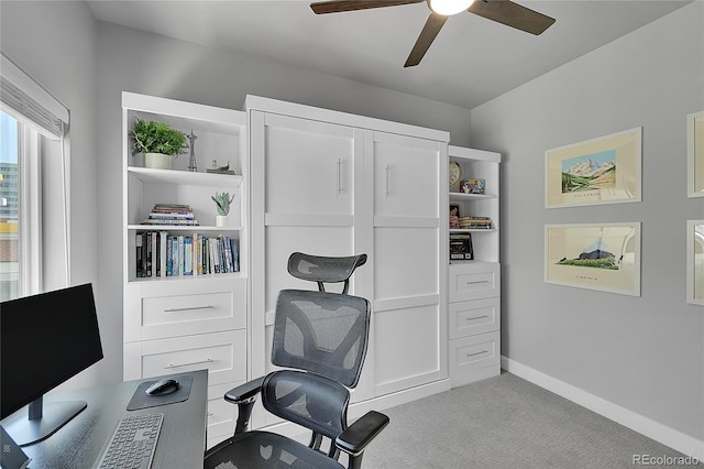 7035 E 38th Ave Unit 4, Denver, CO 80207 - office area with ceiling fan, carpet floors, and baseboards