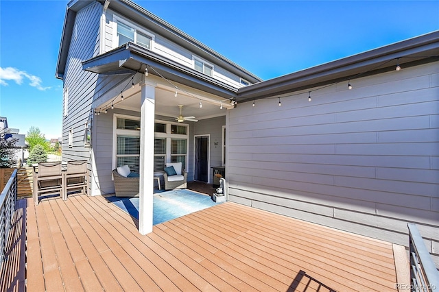 6632 Osage St, Denver, CO 80221 - wooden deck featuring a ceiling fan