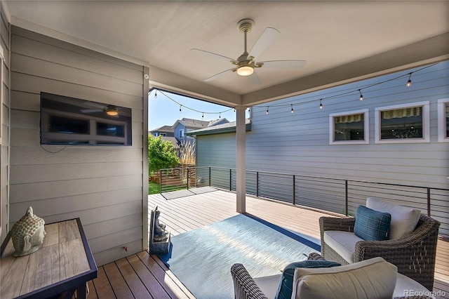 6632 Osage St, Denver, CO 80221 - deck with a ceiling fan