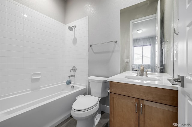 6018 Beeler Ct, Denver, CO 80238 - bathroom featuring toilet, vanity, and shower / bathtub combination
