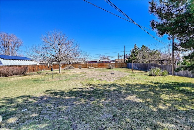 view of yard with a fenced backyard