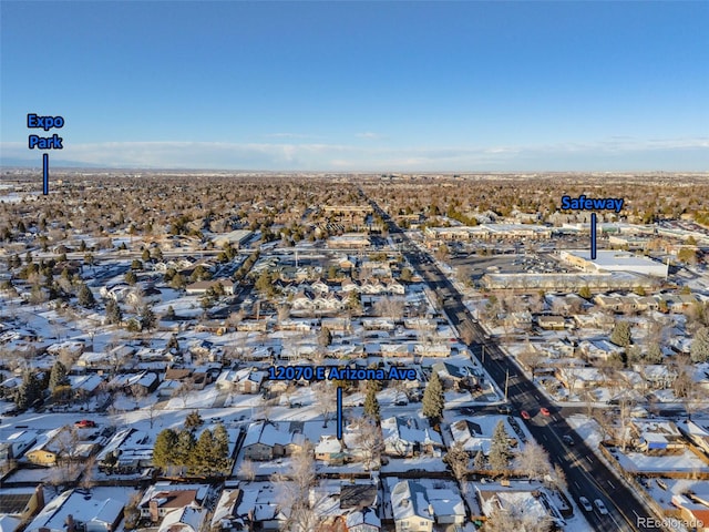 bird's eye view featuring a residential view