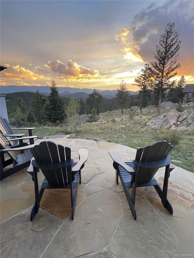 15077 Wilson Peak Rd, Pine, CO 80470 - view of patio / terrace with a mountain view