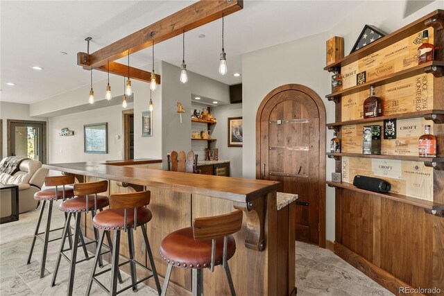 15077 Wilson Peak Rd, Pine, CO 80470 - indoor wet bar featuring recessed lighting and decorative light fixtures