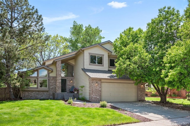 7582 Powderhorn Dr, Lone Tree, CO 80124 - view of front of house featuring brick siding, driveway, an attached garage, and a shingled roof